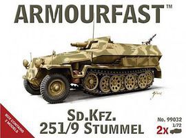 Armourfast SdKfz 251/9 Stummel Tank (2) Plastic Model Military Vehicle Kit 1/72 Scale #99032