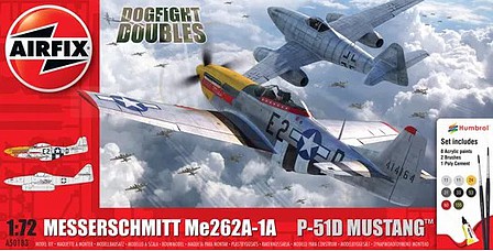 Airfix Messerschmitt Me262 & P51D Mustang Dogfight Plastic Model Airplane Kit 1/72 Scale #50183