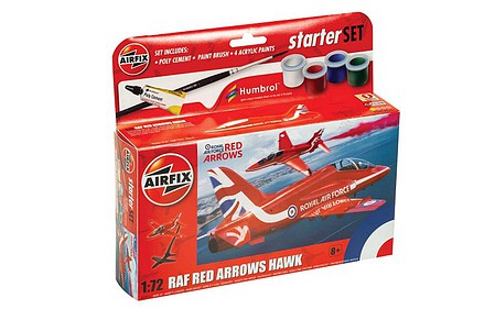 Airfix Red Arrows Hawk Aircraft Small Starter Set Plastic Model Airplane Kit 1/72 Scale #55002