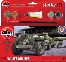 Airfix Jeep MB Small Starter Set w/paint & glue Plastic Model Airplane Kit 1/72 Scale #55117
