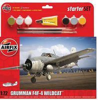 Airfix F4F4 Wildcat Aircraft Starter Set Kit Plastic Model Airplane 1/72 Scale #55214