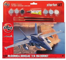Airfix F18 Hornet Aircraft Large Starter Set Plastic Model Airplane Kit 1/72 Scale #55313