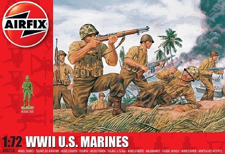 Airfix WWII US Marines Figure Set (Re-Issue) Plastic Model Military Figure 1/72 Scale #716