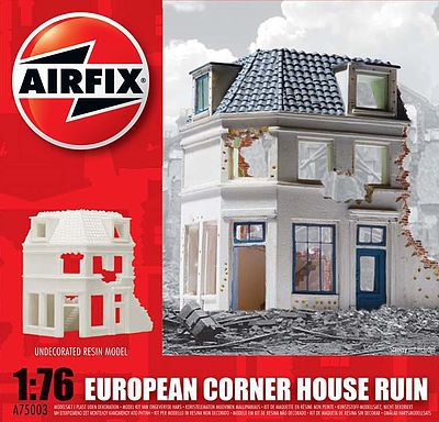 Airfix European Ruined 2-Story Corner House Resin Unpainted Plastic Model Buiding 1/76 #75003