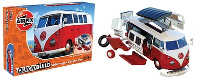 Airfix Quick Build Volkswagen Camper Bus (Snap) Snap Tite Plastic Model Vehicle #j6017