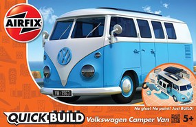 Airfix Quick Build VW Camper Bus (Blue) Plastic Model Car Vehicle Kit No Scale #j6024