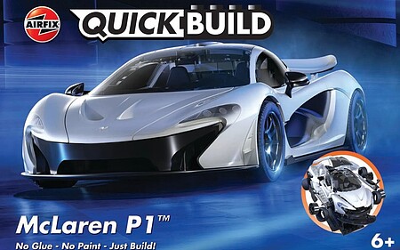 Airfix Quick Build McLaren P1 Car (White) (Snap) Snap Tite Plastic Model Car Kit #j6028