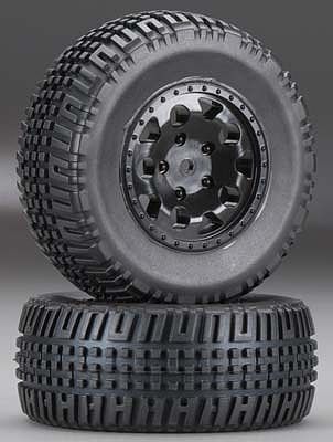 Associated KMC Hex Wheels/Tires, black, mounted (hex)