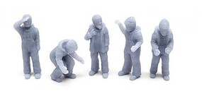 All-Scale-Miniatures Fishermen Set Assorted poses (unpainted) (5) N Scale Model Railroad Figure #1600994