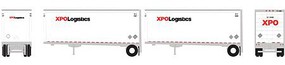 Athearn N 28' Trailers w/Dolly, XPO (2) Athearn N 28' Trailers w/Dolly, XPO (2)