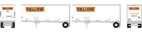 Athearn N 28' Trailers w/Dolly, Yellow #2 (2) Athearn N 28' Trailers w/Dolly, Yellow #2 (2)