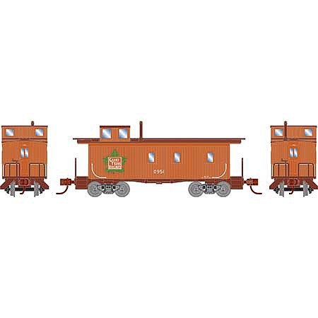 Athearn 30 3-Window Caboose Grand Trunk Western #0951 N Scale Model Train Freight Car #12086