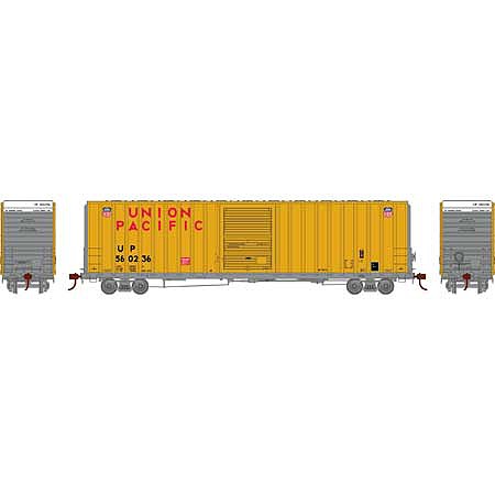 Athearn RTR 60 Hi-Cube Ex-Post Boxcar UP/Yellow #560236 HO Scale Model Train Freight Car #16119