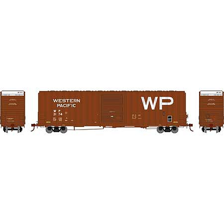Athearn RTR 60 Hi-Cube Ex-Post Boxcar Western Pacific #3174 HO Scale Model Train Freight Car #16125