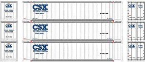 Athearn 48' Shipping Container CSX #2 (3) N Scale Model Train Freight Car Load Set #17297