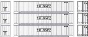 Athearn 48' Shipping Container Rail Bridge #1 (3) N Scale Model Train Freight Car Load Set #17298