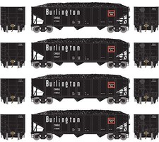 Athearn N 40' 3-Bay Ribbed Hopper w/Load, CB&Q #2 (4) Athearn N 40' 3-Bay Ribbed Hopper w/Load, CB&Q #2 (4)