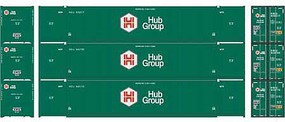 Athearn 53' CIMC Container HUB Group/Greener paint (3) N Scale Model Train Freight Car Load Set #17736