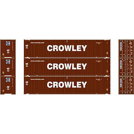 Athearn 45 Container Crowley #1 (3) N Scale Model Train Freight Car Load Set #17894