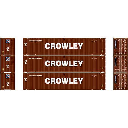 Athearn 45 Container Crowley #2 (3) N Scale Model Train Freight Car Load Set #17895