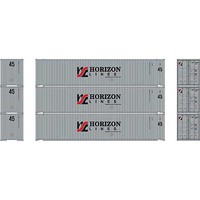 Athearn 45' Container Horizon Lines #1 (3) N Scale Model Train Freight Car Load Set #17900