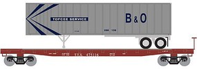 Athearn N 53' GSC TOFC Flat w/40' Ex-Post Trailer,TT/B&O#3 Athearn N 53' GSC TOFC Flat w/40' Ex-Post Trailer,TT/B&O#3