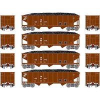 Athearn 40' 3-Bay Ribbed Hopper With Load Conrail #1 (4) N Scale Model Train Freight Car Set #25562
