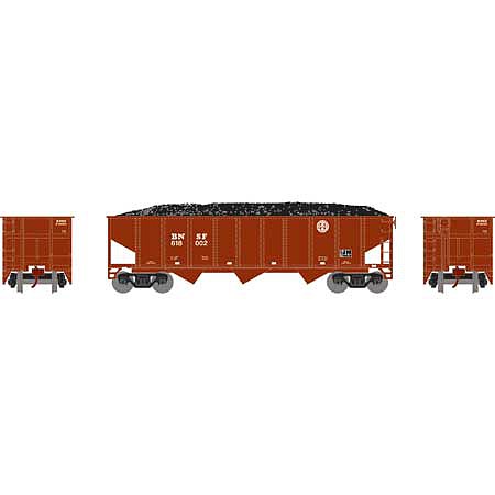 Athearn 40 3-Bay Ribbed Hopper With Load BNSF #618002 N Scale Model Train Freight Car #25567