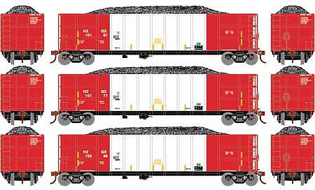 Athearn Thrall High Side Gondola With Load HZGX/White #2 (3) N Scale Model Train Freight Car Set #3842