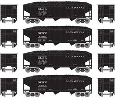 Athearn N 40' 3-Bay Offset Hopper w/Load, DL&W #1 (4) Athearn N 40' 3-Bay Offset Hopper w/Load, DL&W #1 (4)