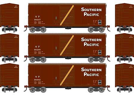Athearn RTR 40 Modern Boxcar Southern Pacific (3) HO Scale Model Train Freight Car Set #67738