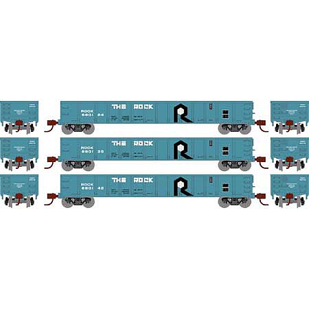 Athearn RTR 52 Mill Gondola Rock Island (3) HO Scale Model Train Freight Car Set #8391