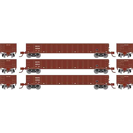 Athearn RTR 52 Mill Gondola WCRC (3) HO Scale Model Train Freight Car Set #8399