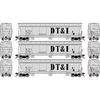 Athearn 4600 3-Bay Center Flow covered Hopper DT&I (3) HO Scale Model Train Freight Car Set #g15856