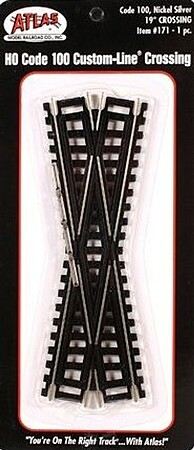 Atlas Code 100 19 Degree Crossing Track 6 CL N/S HO Scale Nickel Silver Model Train Track #171