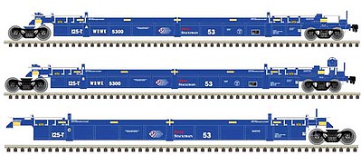 Atlas 53 Well Car Providence and Worcester 5593 (3) HO Scale Model Train Freight Car Set #20004611