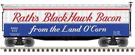 Atlas 40 Wood Reefer Raths Black Hawk Bacon #472 HO Scale Model Train Freight Car #20005836