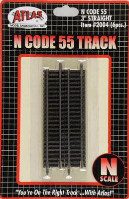 Atlas Code 55 3 Straight Track (3) N Scale Nickel Silver Model Train Track #2004