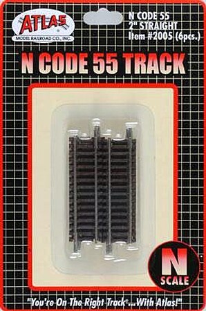 Atlas Code 55 2 Straight Track (6) N Scale Nickel Silver Model Train Track #2005