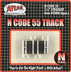 Atlas Code 55 3/4 Straight (3) N Scale Nickel Silver Model Train Track #2008