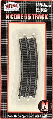 Atlas Code 55 11-1/4 Radius Full Curve (6) N Scale Nickel Silver Model Train Track #2012