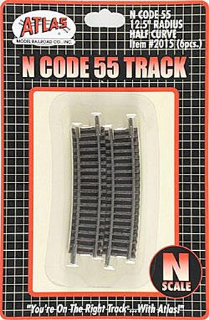 Atlas Code 55 Track 12-1/2 Radius Half Curve N Scale Nickel Silver Model Train Track #2015