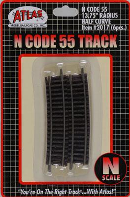 Atlas Code 55 Track 13-3/4 Radius Half Curve pkg(6) N Scale Nickel Silver Model Train Track #2017