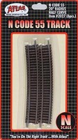 Atlas Code 55 20'' Radius Half Curve Track (6) N Scale Nickel Silver Model Train Track #2027 Atlas Code 55 20'' Radius Half Curve Track (6) N Scale Nickel Silver Model Train Track #2027