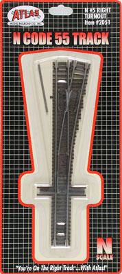Atlas Code 55 #5 Right Trnout N Scale Nickel Silver Model Train Track #2051
