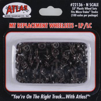 Atlas Plastic 33 Low Profile Replacement Wheelsets N Scale Model Train Trucks #22136