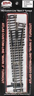 Atlas Code 100 #4 Turnout RH N/S Mk4 HO Scale Nickel Silver Model Train Track #282