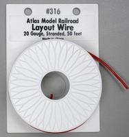 Atlas Layout Wire #20 Red 50' Model Railroad Hook-Up Wire #316
