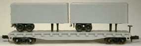 50' Piggyback Flat Car w/Two 24' Trailers Undecorated N Scale Model Train Freight Car #3740