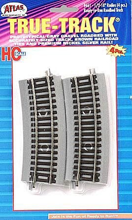 Atlas Code 83 1/2 18 Radius Curves pkg(4) HO Scale Nickel Silver Model Train Track #461